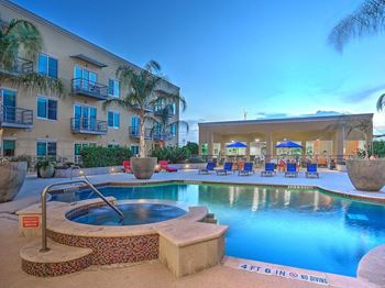 The swimming pool at the resort on a sunny day